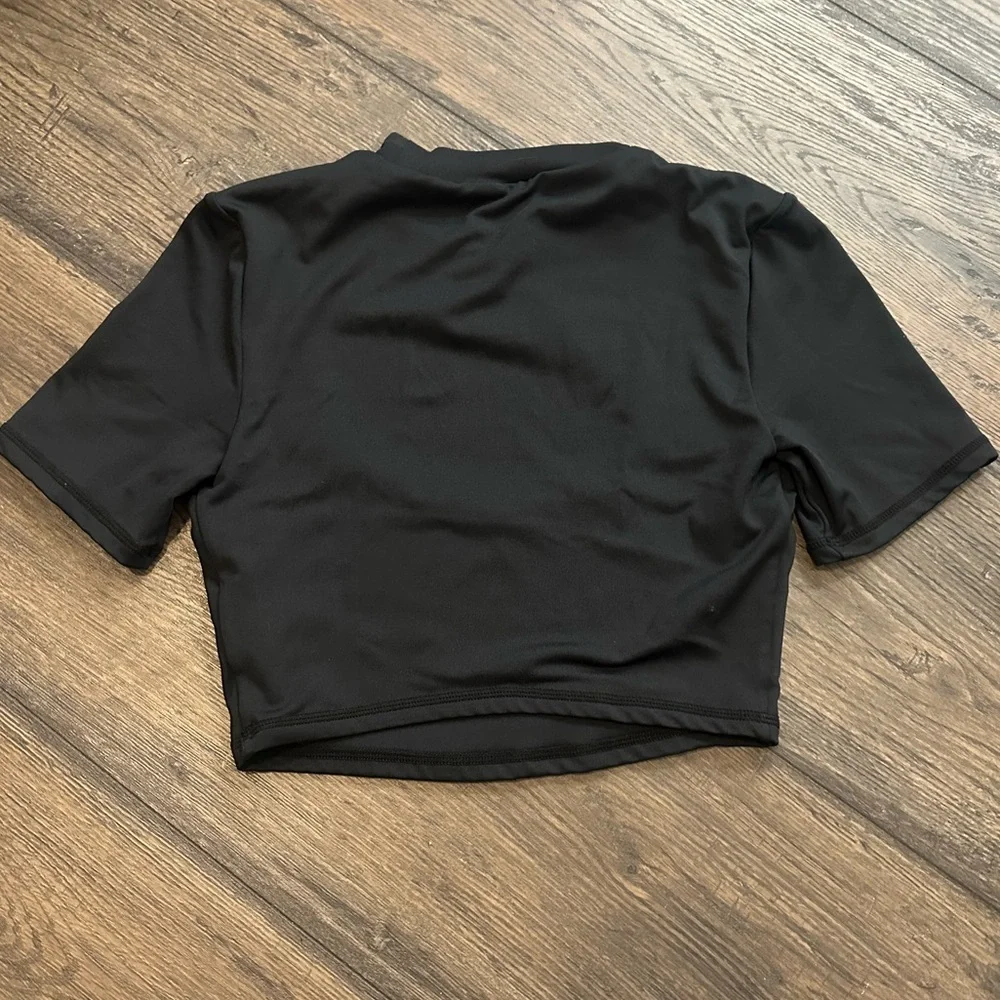 Edgy Black Cut-Out Crop Top (BO+TEE)